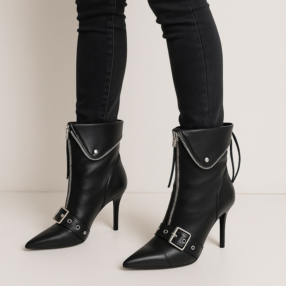 A New Day Mickey Point Toe Moto Ankle Boots Womens Size 7 NWT